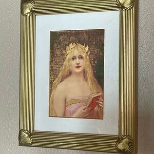 Framed Golden Goddess with A Book